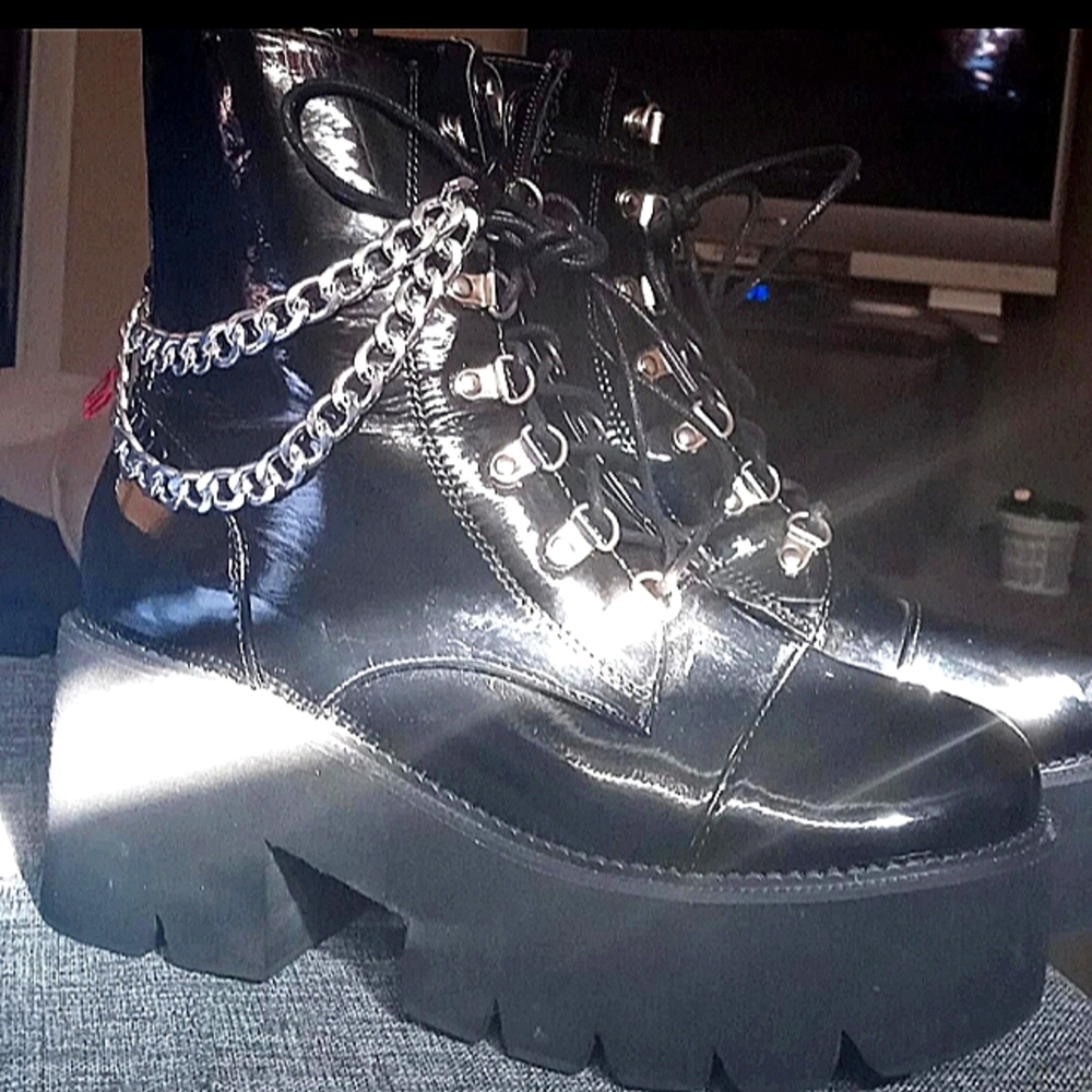 Gothic platform calf high boots